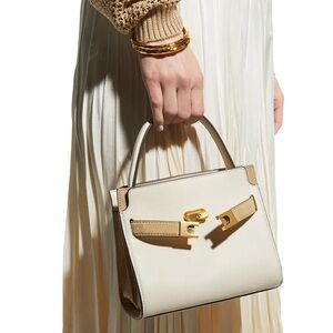 Tory Burch, Lee Radziwill petite double bag -cream with suede trimming